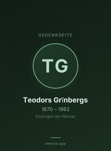 Gedenkportrait von Teodors Grīnbergs