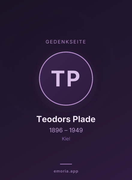Gedenkportrait von Teodors Plade