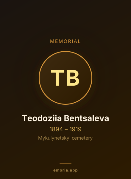 Memorial portrait of Teodoziia Bentsaleva