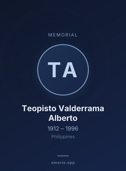 Memorial portrait of Teopisto Valderrama Alberto