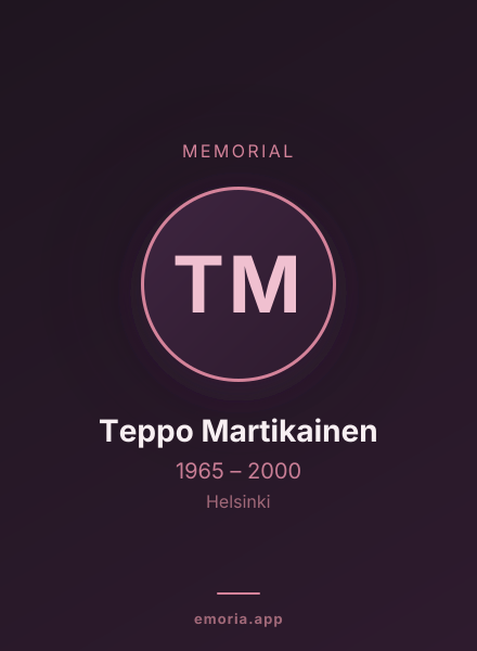 Memorial portrait of Teppo Martikainen