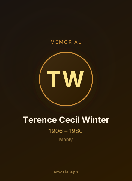 Memorial portrait of Terence Cecil Winter