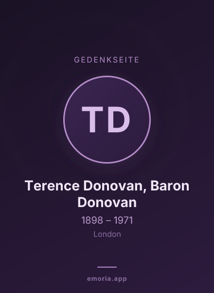 Gedenkportrait von Terence Donovan, Baron Donovan