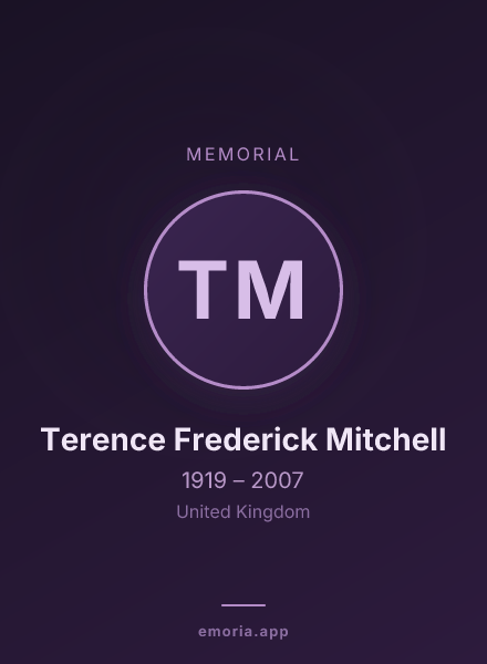 Memorial portrait of Terence Frederick Mitchell