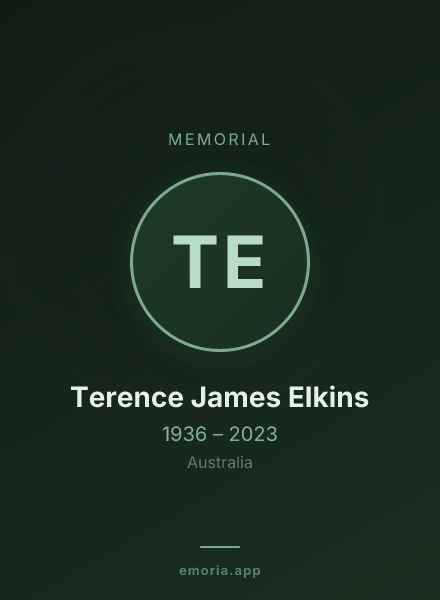 Memorial portrait of Terence James Elkins