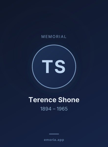 Memorial portrait of Terence Shone