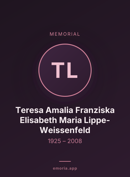 Memorial portrait of Teresa Amalia Franziska Elisabeth Maria Lippe-Weissenfeld