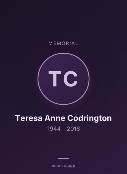 Memorial portrait of Teresa Anne Codrington