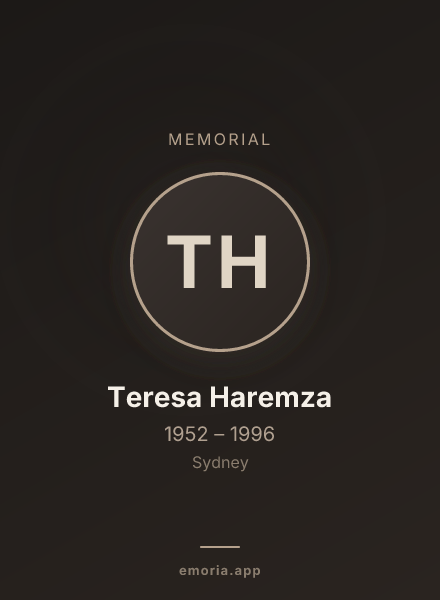 Memorial portrait of Teresa Haremza