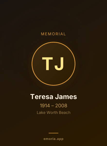 Memorial portrait of Teresa James