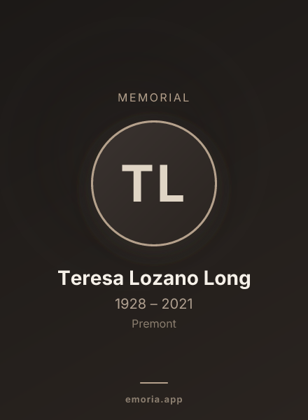 Memorial portrait of Teresa Lozano Long
