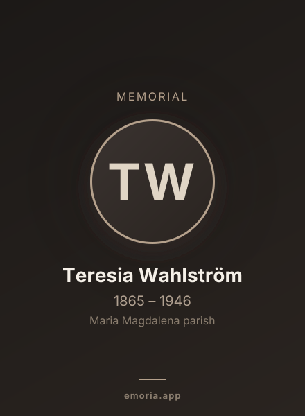 Memorial portrait of Teresia Wahlström