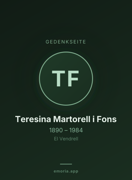 Gedenkportrait von Teresina Martorell i Fons