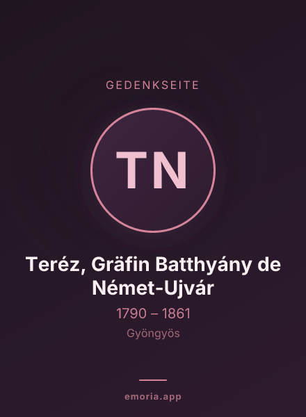Gedenkportrait von Teréz, Gräfin Batthyány de Német-Ujvár
