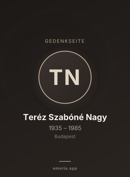 Gedenkportrait von Teréz Szabóné Nagy
