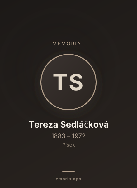Memorial portrait of Tereza Sedláčková