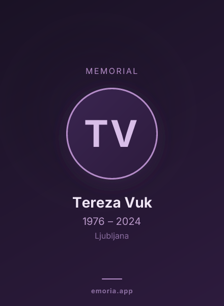 Memorial portrait of Tereza Vuk
