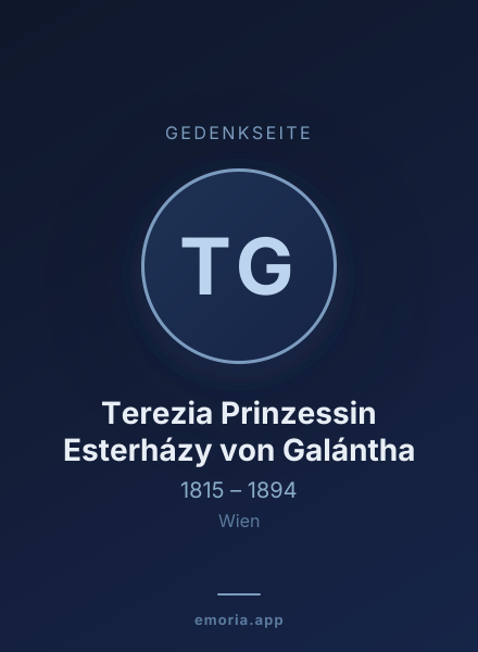 Gedenkportrait von Terezia Prinzessin Esterházy von Galántha