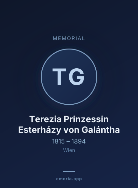 Memorial portrait of Terezia Prinzessin Esterházy von Galántha