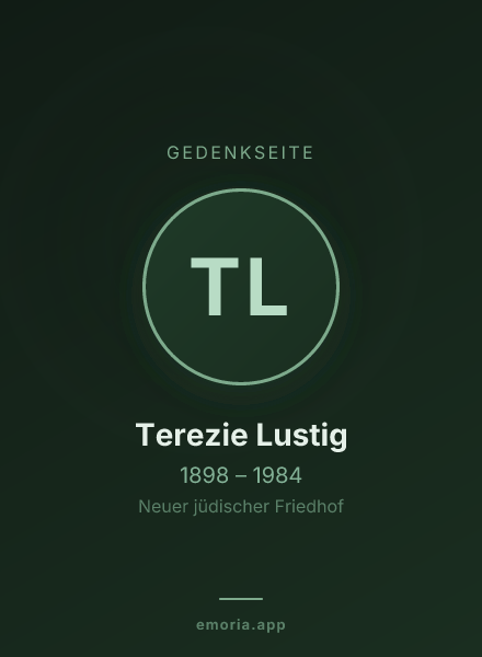 Gedenkportrait von Terezie Lustig