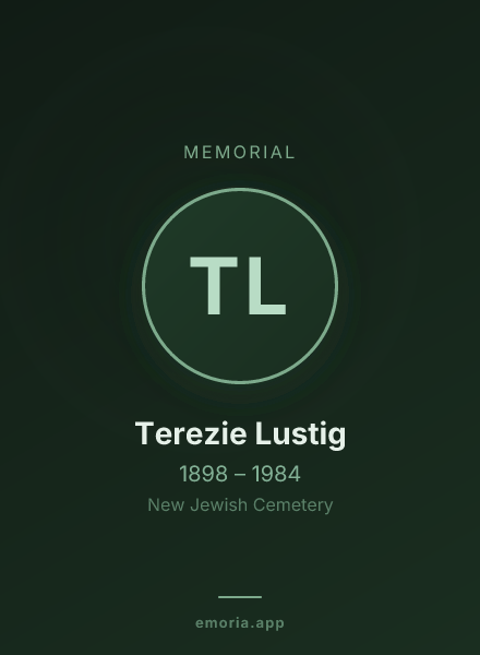 Memorial portrait of Terezie Lustig