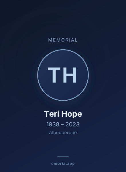 Memorial portrait of Teri Hope