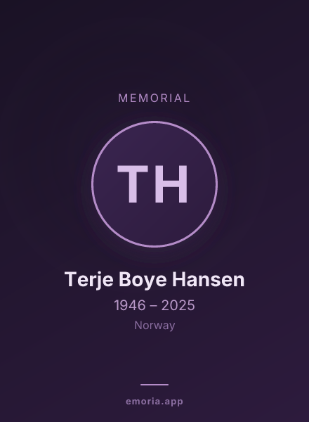 Memorial portrait of Terje Boye Hansen