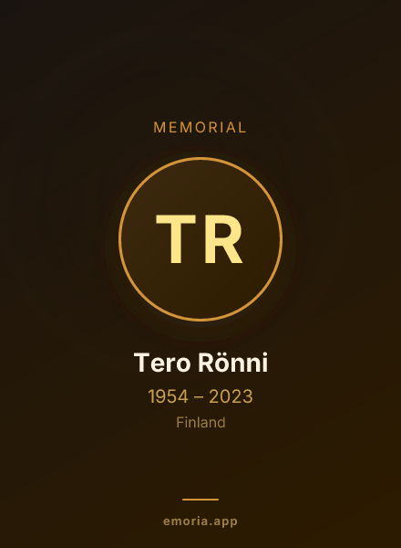 Memorial portrait of Tero Rönni