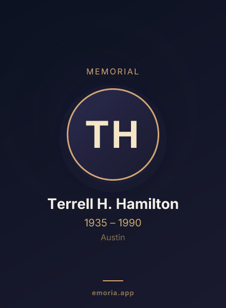 Memorial portrait of Terrell H. Hamilton