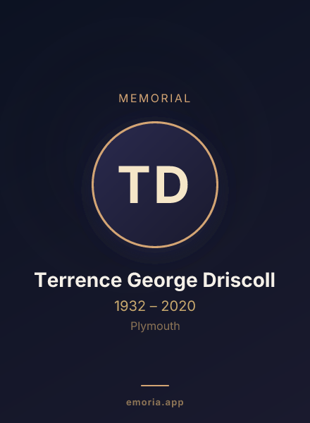 Memorial portrait of Terrence George Driscoll