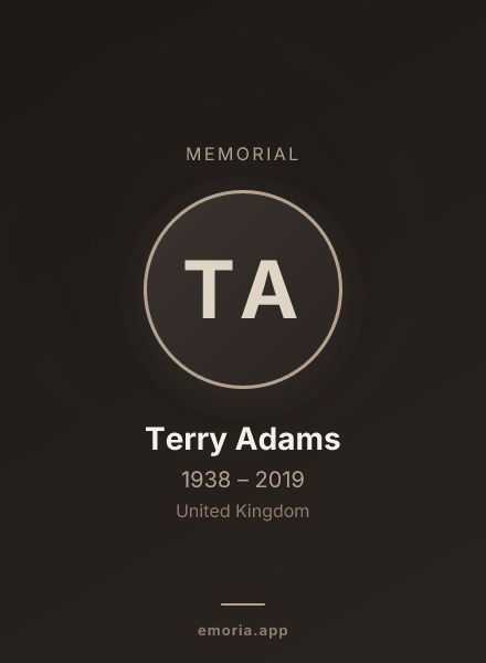 Memorial portrait of Terry Adams