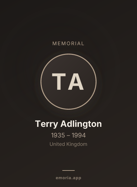 Memorial portrait of Terry Adlington