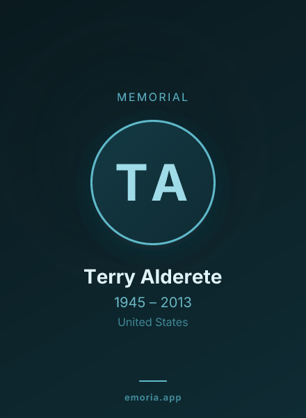 Memorial portrait of Terry Alderete