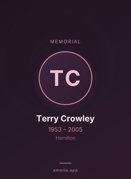 Memorial portrait of Terry Crowley