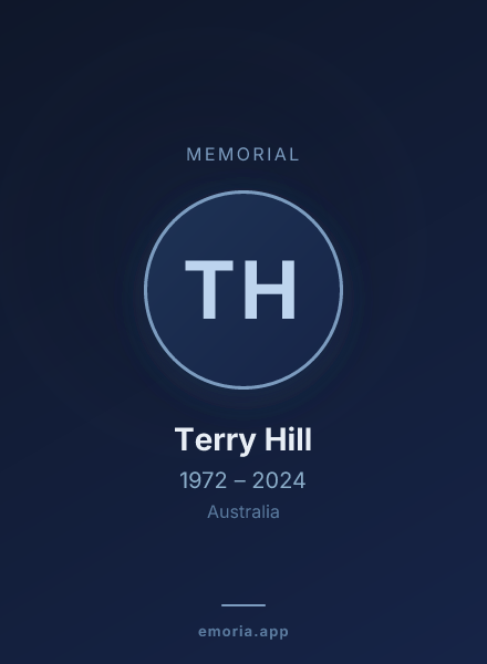 Memorial portrait of Terry Hill