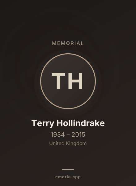 Memorial portrait of Terry Hollindrake