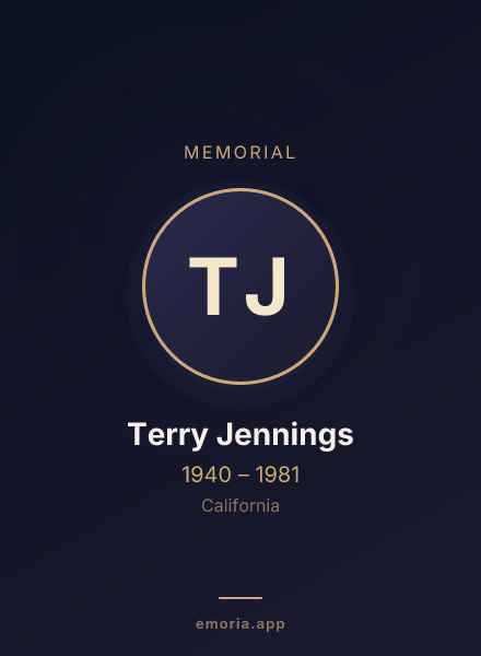 Memorial portrait of Terry Jennings