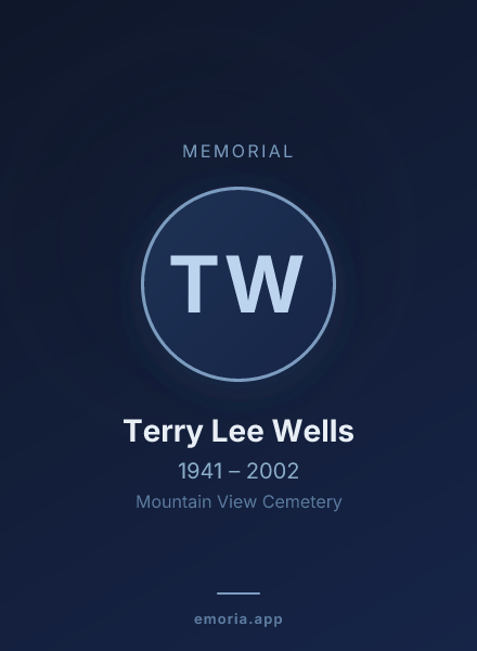 Memorial portrait of Terry Lee Wells