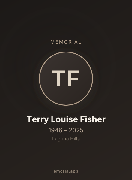 Memorial portrait of Terry Louise Fisher