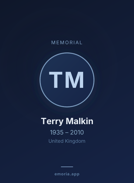 Memorial portrait of Terry Malkin