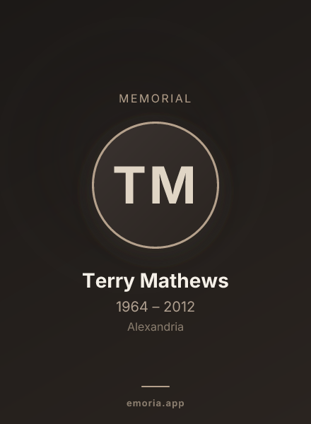 Memorial portrait of Terry Mathews