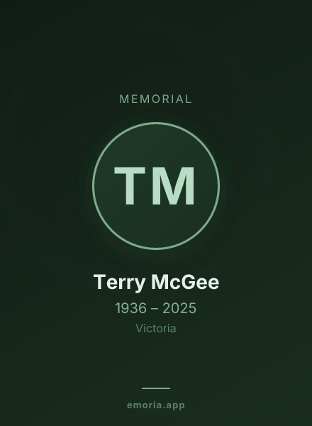 Memorial portrait of Terry McGee