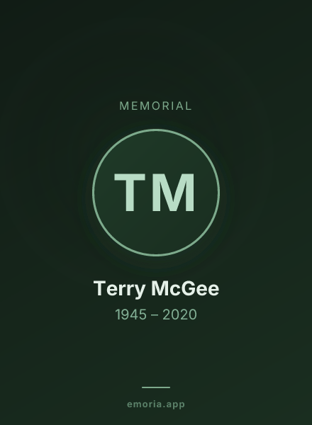Memorial portrait of Terry McGee