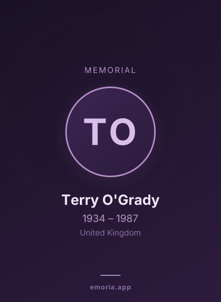 Memorial portrait of Terry O'Grady