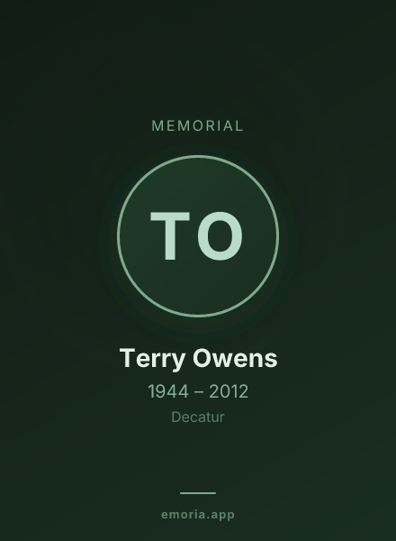 Memorial portrait of Terry Owens