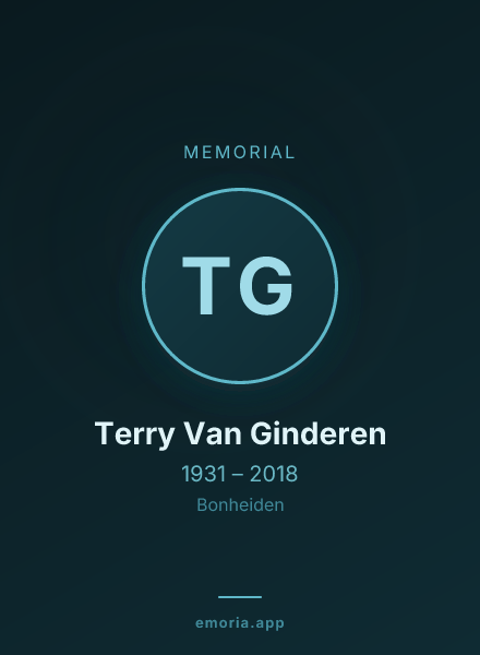 Memorial portrait of Terry Van Ginderen