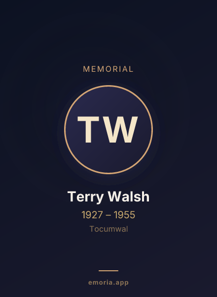 Memorial portrait of Terry Walsh