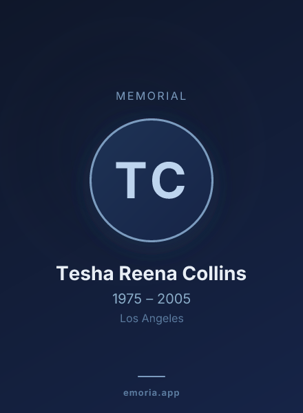Memorial portrait of Tesha Reena Collins