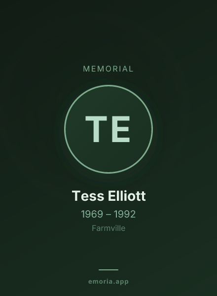 Memorial portrait of Tess Elliott