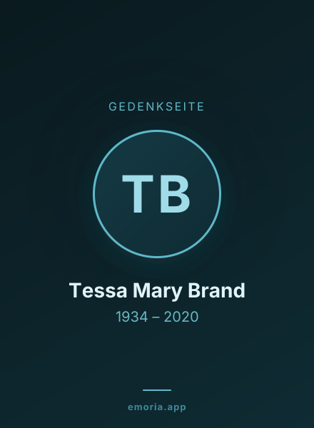 Gedenkportrait von Tessa Mary Brand